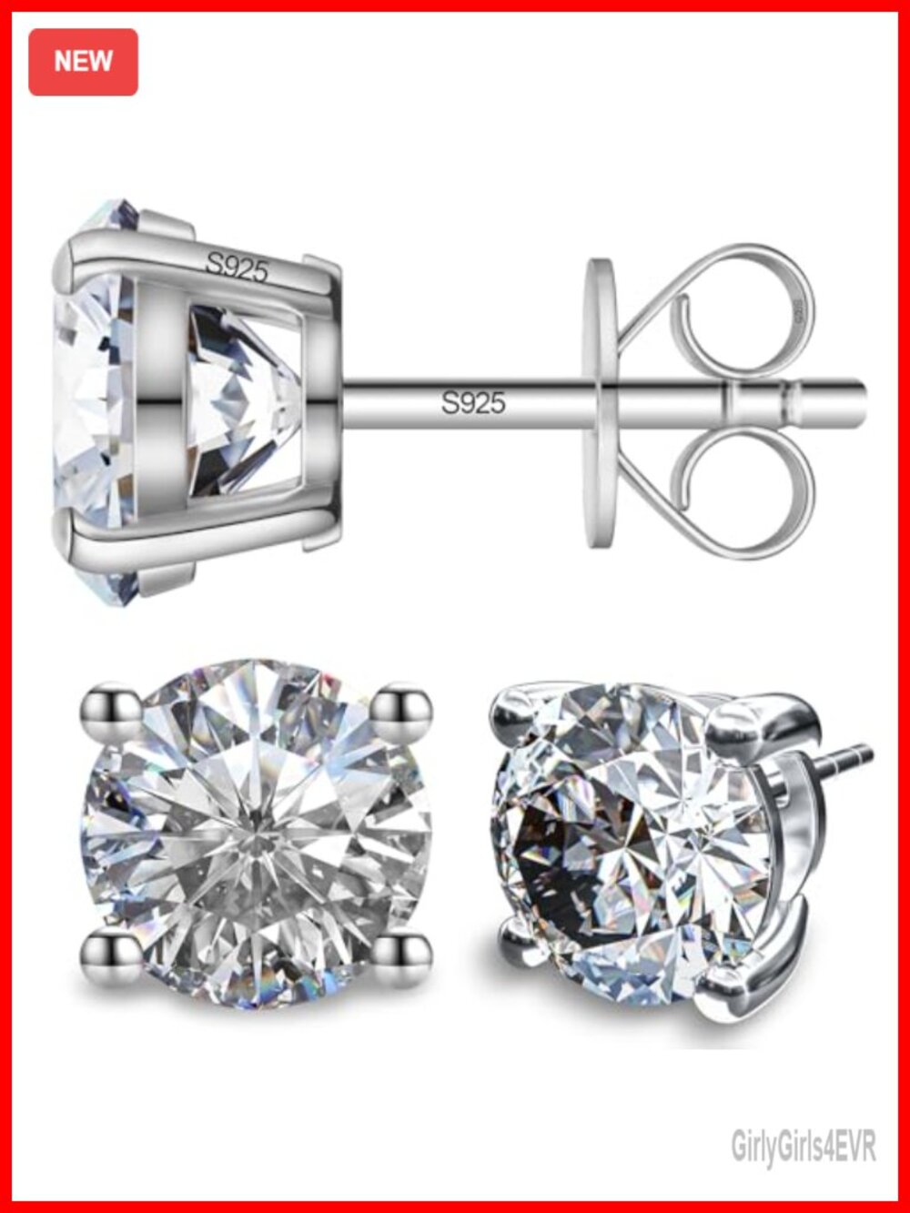 Moissanite Stud Earrings 925 Sterling Silver 3 cttw for Women Men